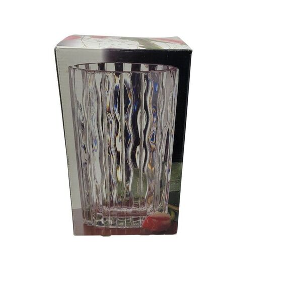 Vintage 70s Studio Nova Crystal Vase Ripple Wave Heavyweight Glass 8 1/2" Gift - Picture 3 of 15